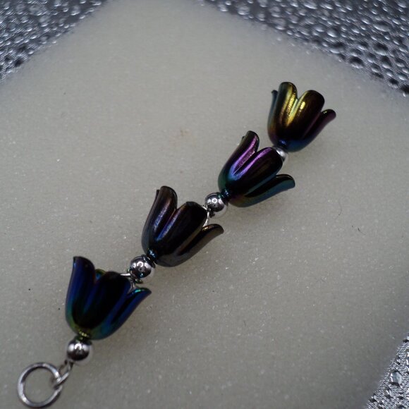 Iridescent Lilly of the Valley earrings and pendant set POS159 - Picture 11 of 11